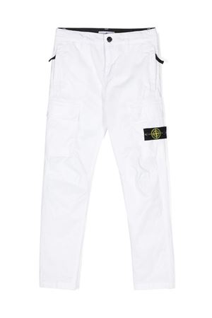 pantalone in cotone bianco STONE ISLAND KIDS | 801630410V0001